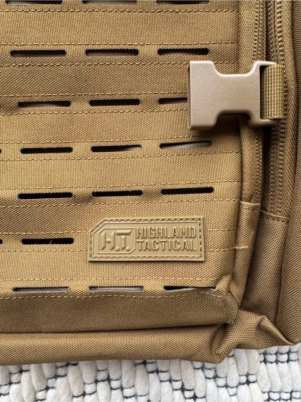 Compact Tan Military-Style Backpack